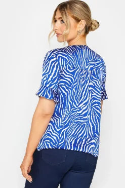 M&Co Womens M&Co Cobalt Blue Zebra Print Shirt