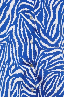 M&Co Womens M&Co Cobalt Blue Zebra Print Shirt