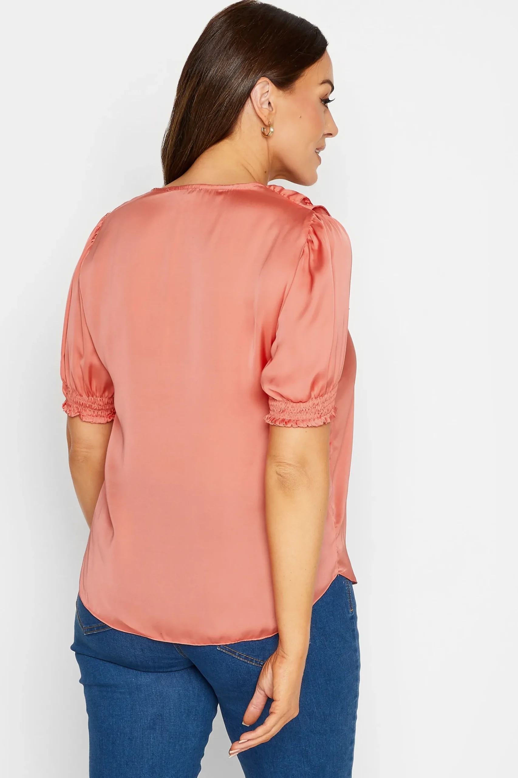 M&Co Womens M&Co Coral Pink Frill Front Blouse