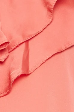 M&Co Womens M&Co Coral Pink Frill Front Blouse
