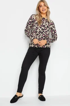 M&Co Womens M&Co Cream & Pink Animal Print Jumper