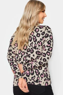 M&Co Womens M&Co Cream & Pink Animal Print Jumper