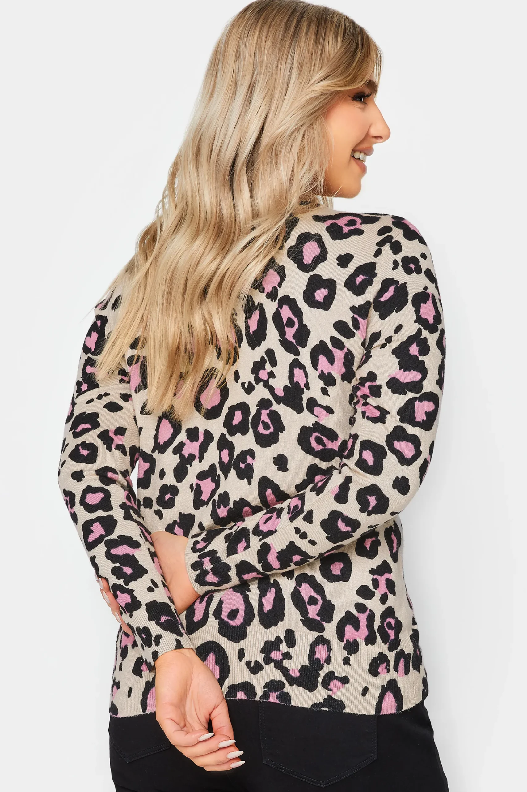 M&Co Womens M&Co Cream & Pink Animal Print Jumper