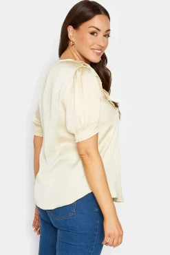 M&Co Womens M&Co Cream Frill Satin Blouse