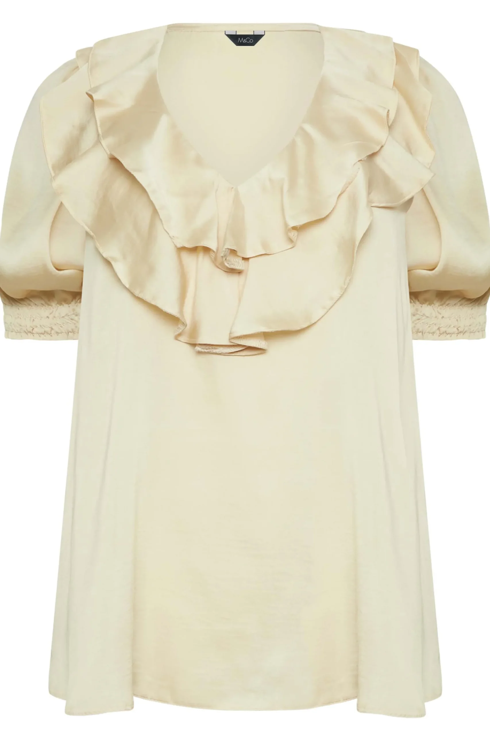 M&Co Womens M&Co Cream Frill Satin Blouse