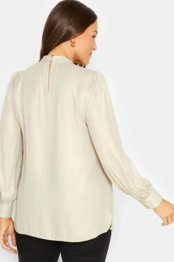 M&Co Womens M&Co Cream Keyhole Back High Neck Blouse