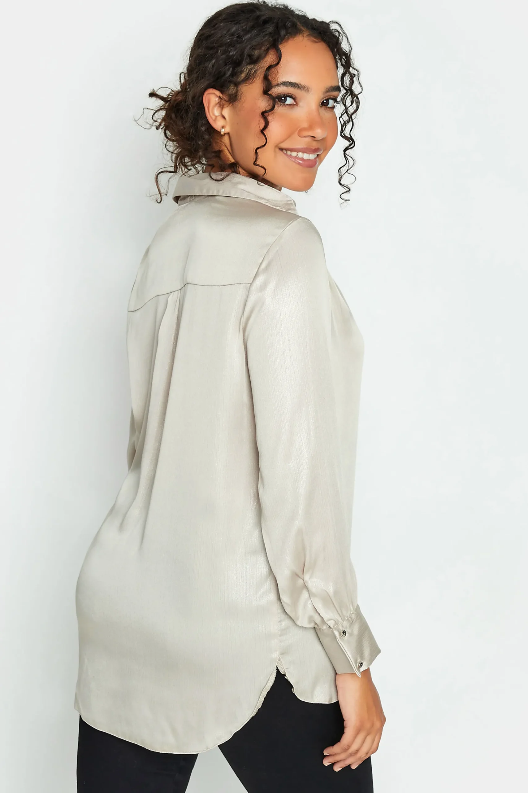 M&Co Womens M&Co Cream Satin V-Neck Blouse