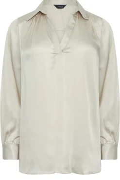 M&Co Womens M&Co Cream Satin V-Neck Blouse