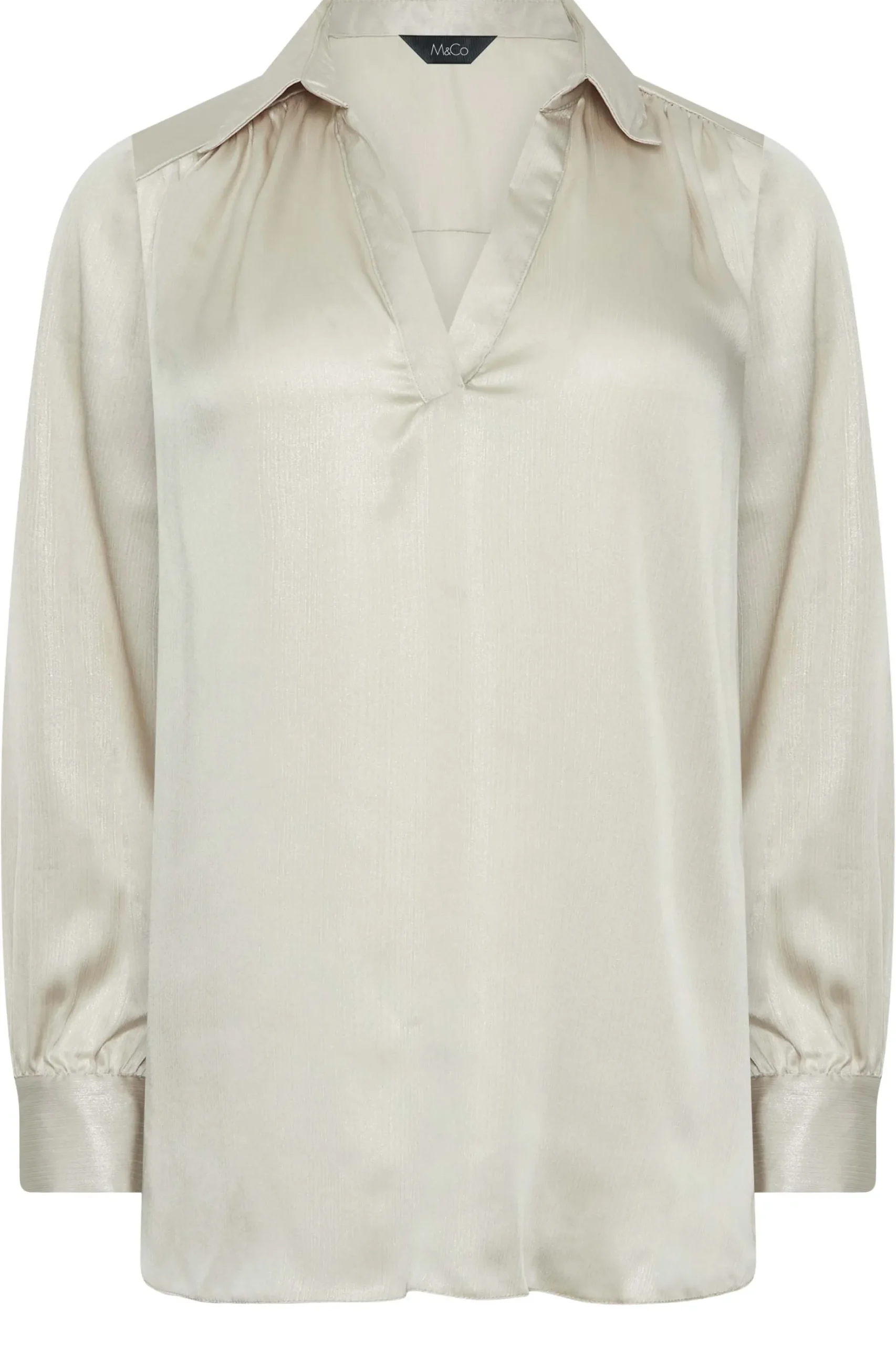 M&Co Womens M&Co Cream Satin V-Neck Blouse