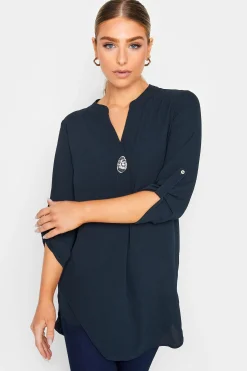 M&Co Womens M&Co Dark Blue Statement Button Blouse