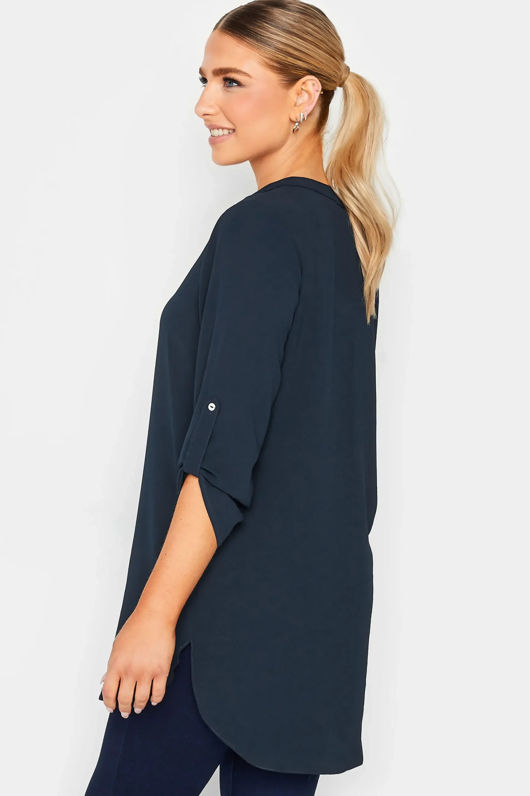 M&Co Womens M&Co Dark Blue Statement Button Blouse