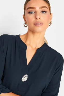 M&Co Womens M&Co Dark Blue Statement Button Blouse