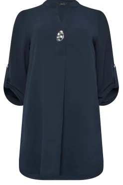 M&Co Womens M&Co Dark Blue Statement Button Blouse