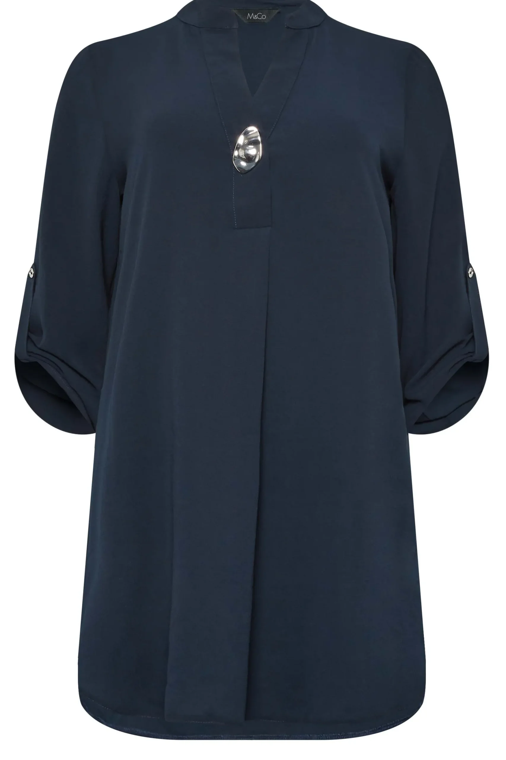 M&Co Womens M&Co Dark Blue Statement Button Blouse