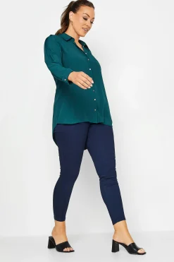 M&Co Womens M&Co Dark Blue Button Down Tunic Shirt