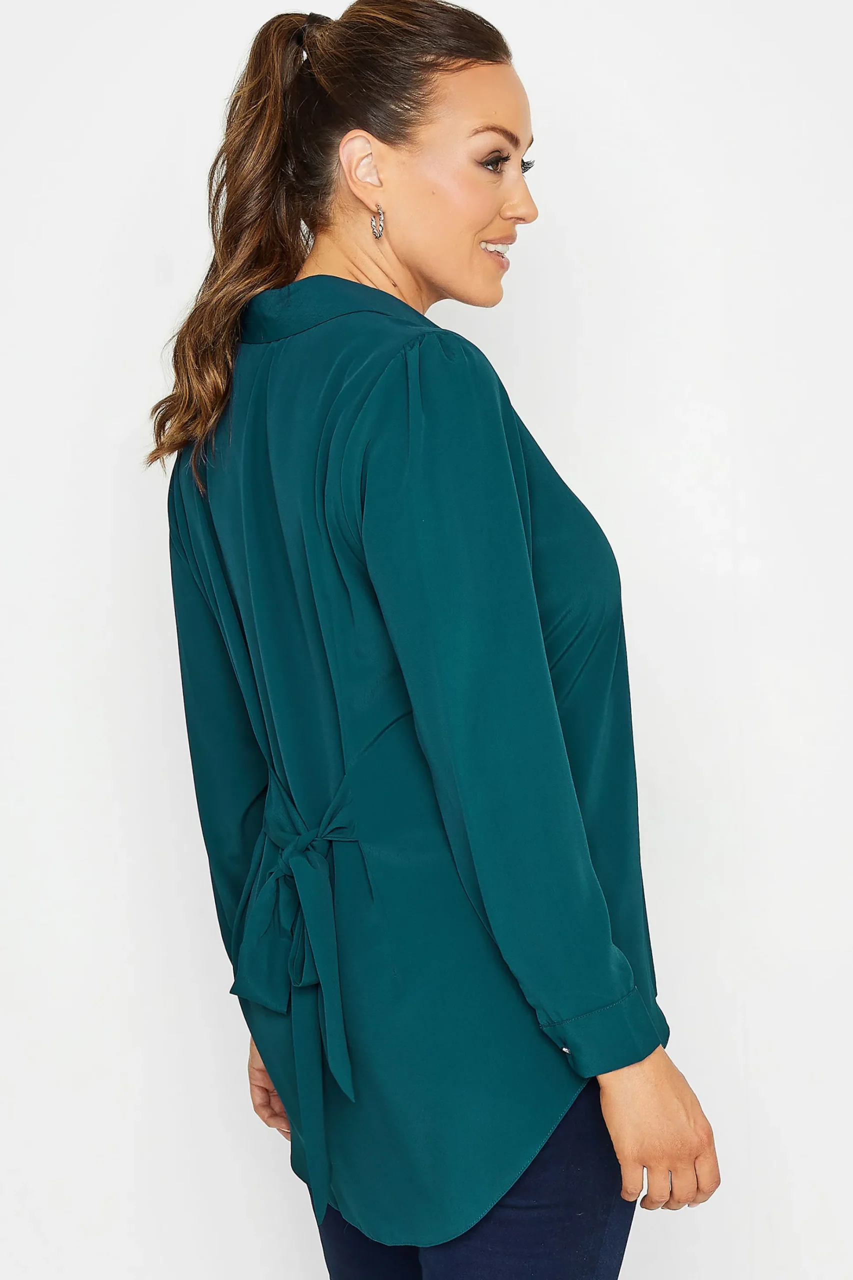 M&Co Womens M&Co Dark Blue Button Down Tunic Shirt