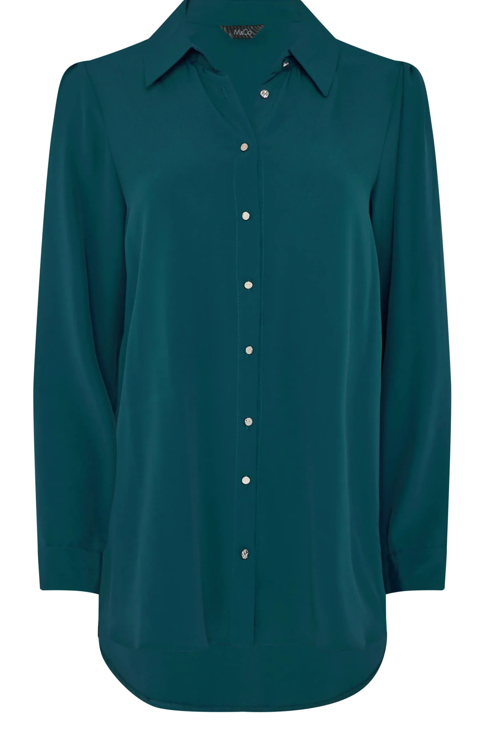 M&Co Womens M&Co Dark Blue Button Down Tunic Shirt