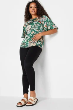 M&Co Womens M&Co Dark Green Floral Tie Back Blouse