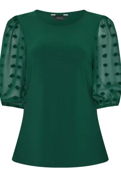 M&Co Womens M&Co Dark Green Polka Dot Short Sleeve Blouse