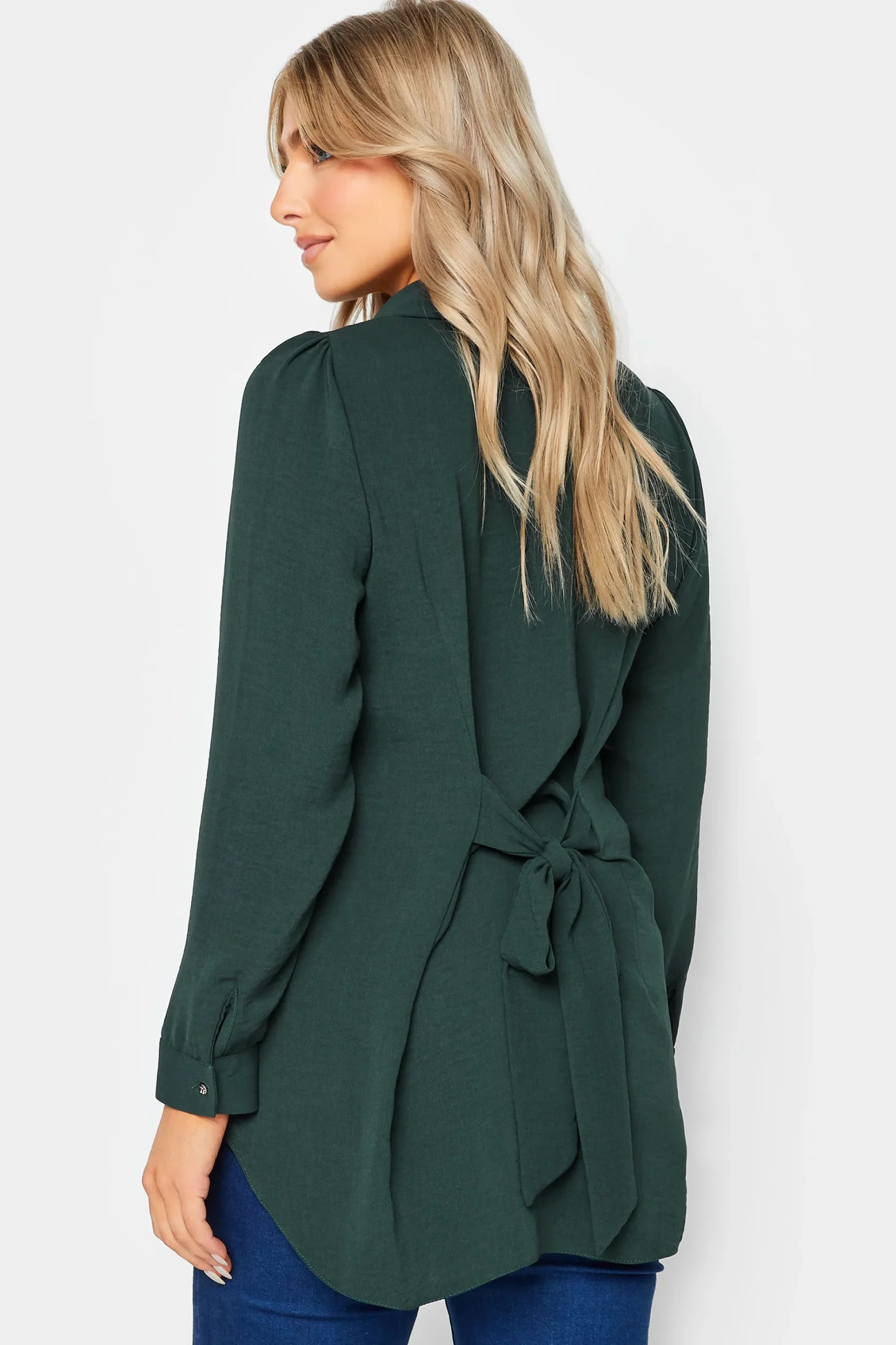 M&Co Womens M&Co Dark Green Tie Back Tunic Shirt