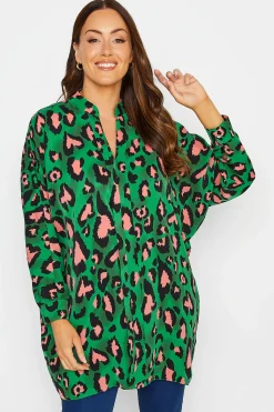 M&Co Womens M&Co Dark Green Leopard Print Blouse
