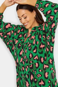 M&Co Womens M&Co Dark Green Leopard Print Blouse
