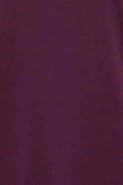 M&Co Womens M&Co Dark Purple Turtle Neck Long Sleeve Cotton Blend Top