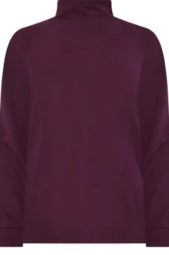 M&Co Womens M&Co Dark Purple Turtle Neck Long Sleeve Cotton Blend Top