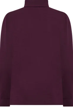 M&Co Womens M&Co Dark Purple Turtle Neck Long Sleeve Cotton Blend Top