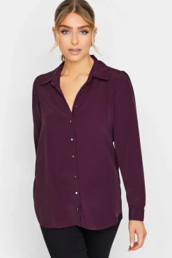 M&Co Womens M&Co Dark Purple Tie Back Tunic Shirt