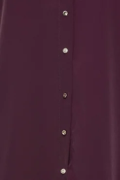 M&Co Womens M&Co Dark Purple Tie Back Tunic Shirt
