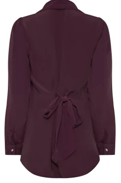 M&Co Womens M&Co Dark Purple Tie Back Tunic Shirt