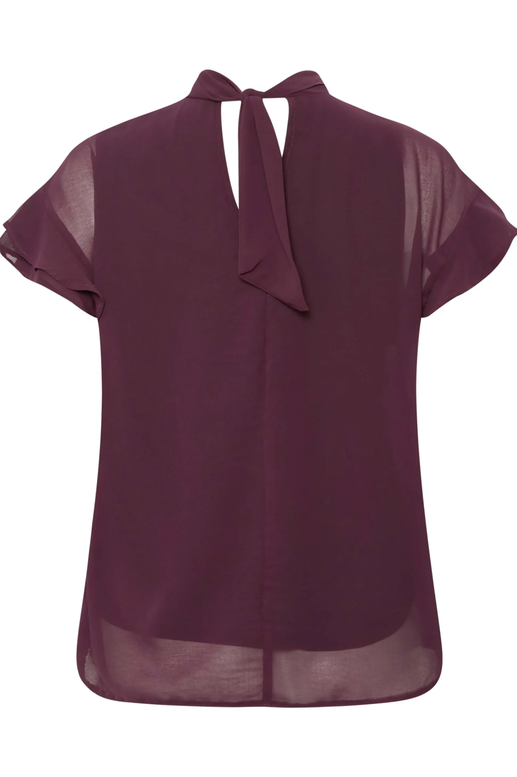 M&Co Womens M&Co Dark Purple High Neck Frill Sleeve Blouse
