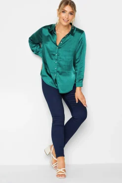 M&Co Womens M&Co Emerald Green Satin Shirt