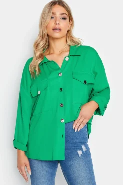 M&Co Womens M&Co Forest Green Button Tunic Shirt