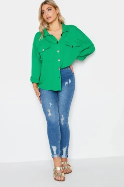 M&Co Womens M&Co Forest Green Button Tunic Shirt