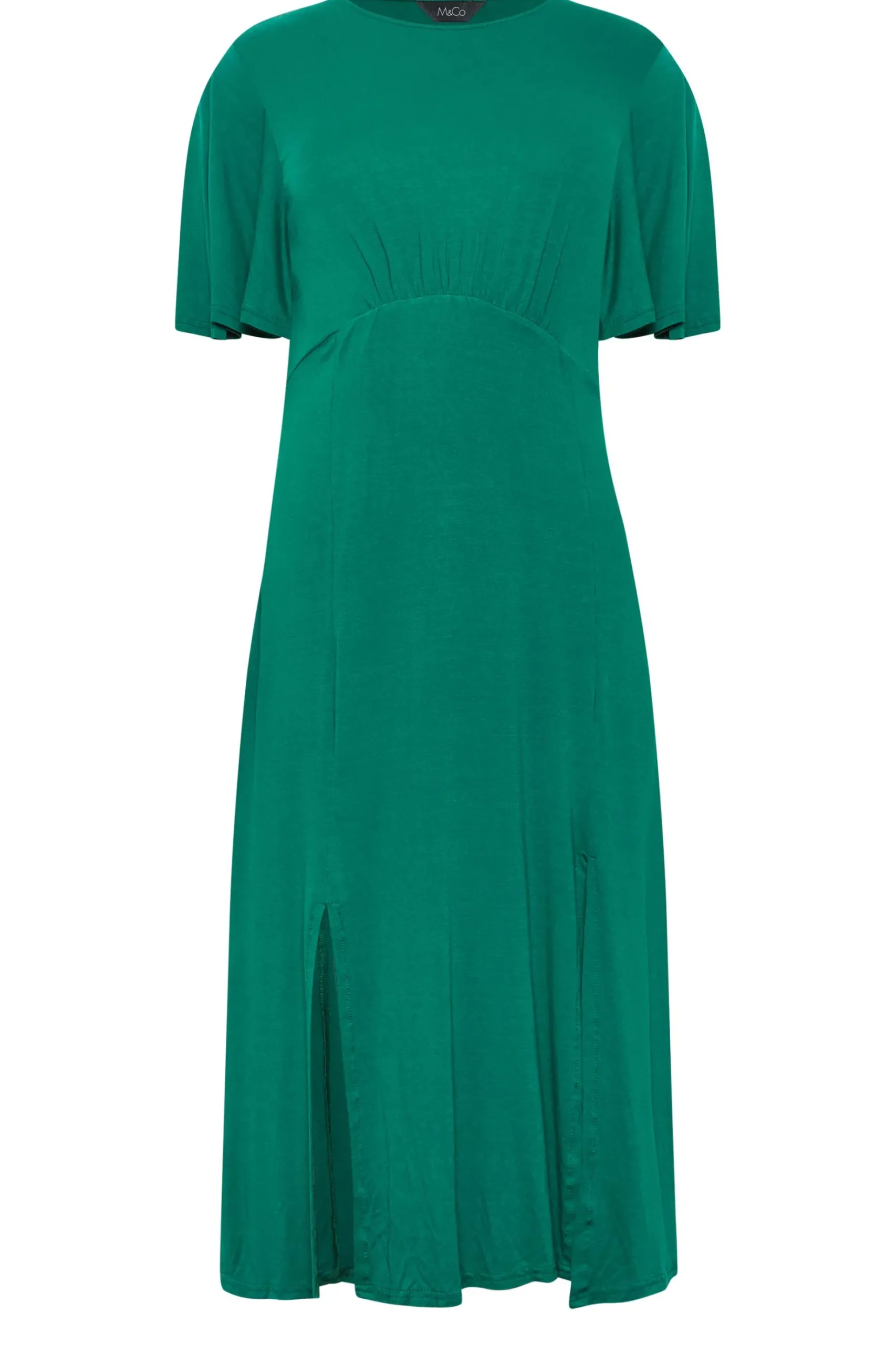 M&Co Womens M&Co Forest Green Angel Sleeve Split Hem Midi Dress