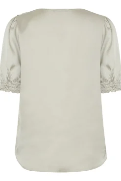 M&Co Womens M&Co Gold Frill Front Satin Blouse