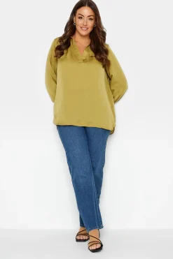 M&Co Womens M&Co Gold Satin V-Neck Blouse