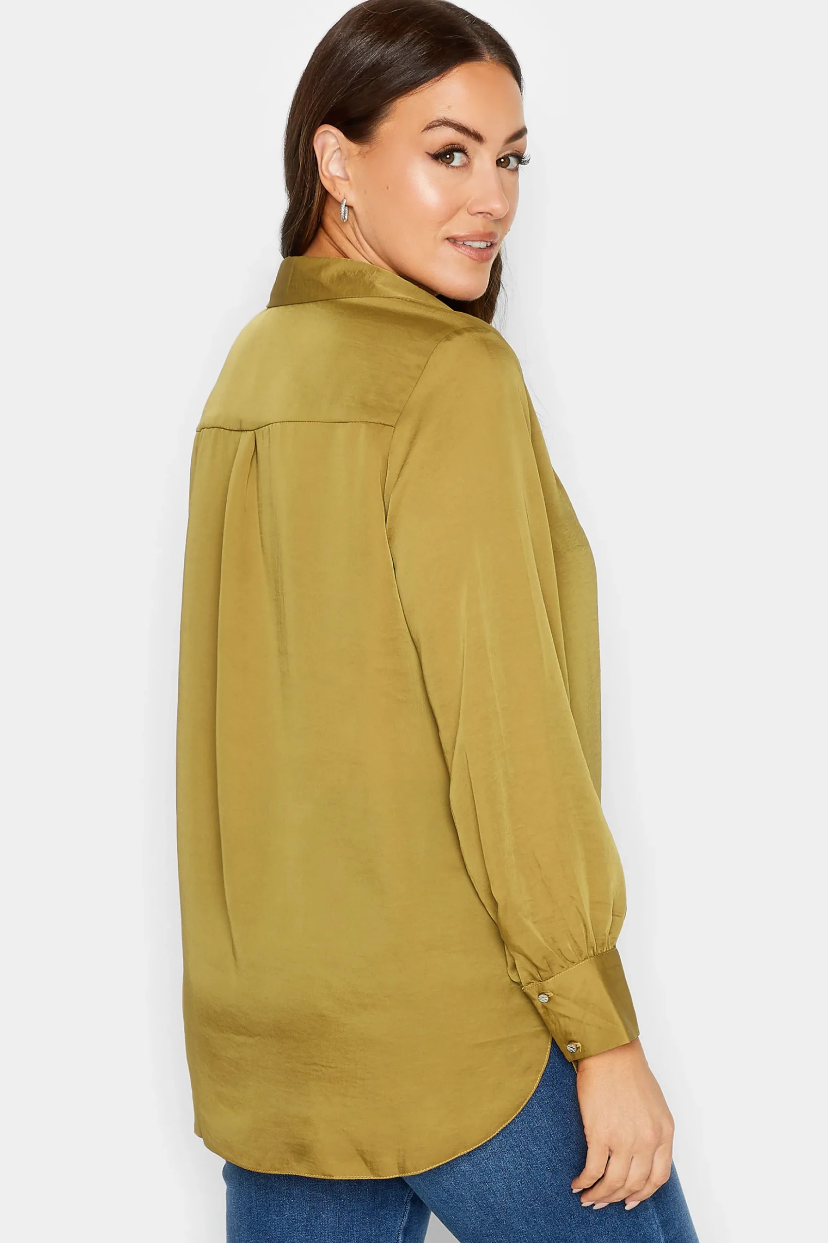 M&Co Womens M&Co Gold Satin V-Neck Blouse