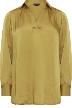 M&Co Womens M&Co Gold Satin V-Neck Blouse