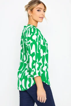 M&Co Womens M&Co Green & White Abstract Print 3/4 Sleeve Blouse