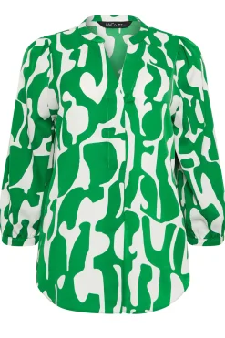 M&Co Womens M&Co Green & White Abstract Print 3/4 Sleeve Blouse