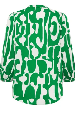 M&Co Womens M&Co Green & White Abstract Print 3/4 Sleeve Blouse