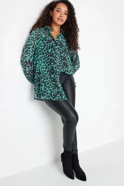 M&Co Womens M&Co Green Animal Print Longline Shirt