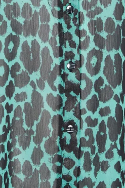 M&Co Womens M&Co Green Animal Print Longline Shirt