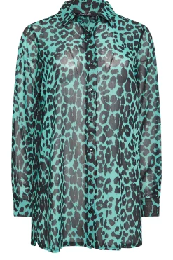 M&Co Womens M&Co Green Animal Print Longline Shirt