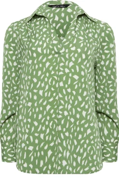 M&Co Womens M&Co Green Brush Stroke Print Half Placket Shirt
