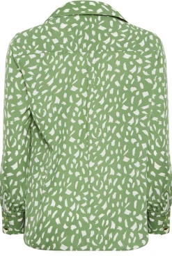 M&Co Womens M&Co Green Brush Stroke Print Half Placket Shirt