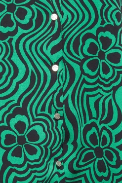 M&Co Womens M&Co Green Floral Swirl Print Frill Sleeve Blouse